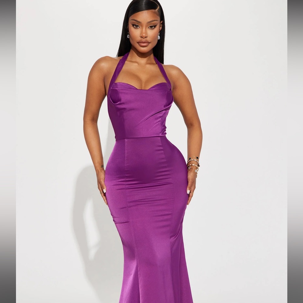 Heather Halter Maxi Dress in Plum Medium -NWT